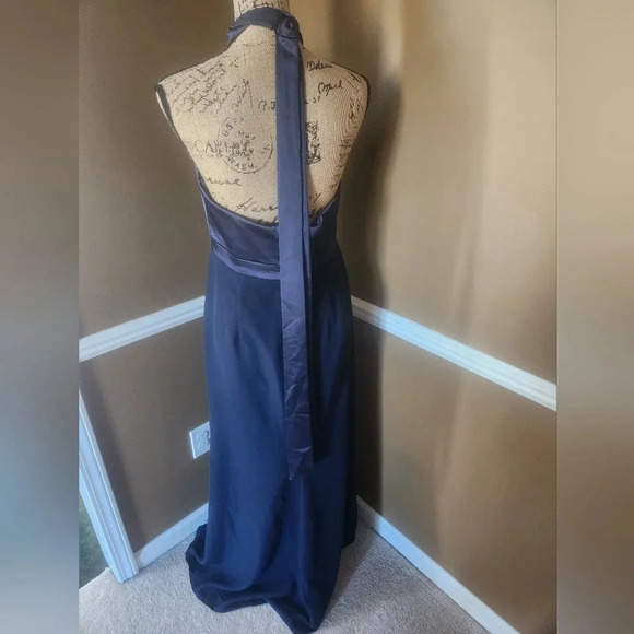 NWOT After Six Midnight Blue Halter Neck and Crepe Top Dress Poly SZ 10R - Picture 5 of 6